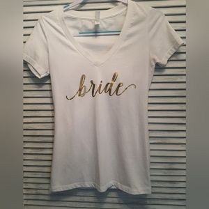 Women's Short Sleeve V-Neck  Bride Top. Size Medium.